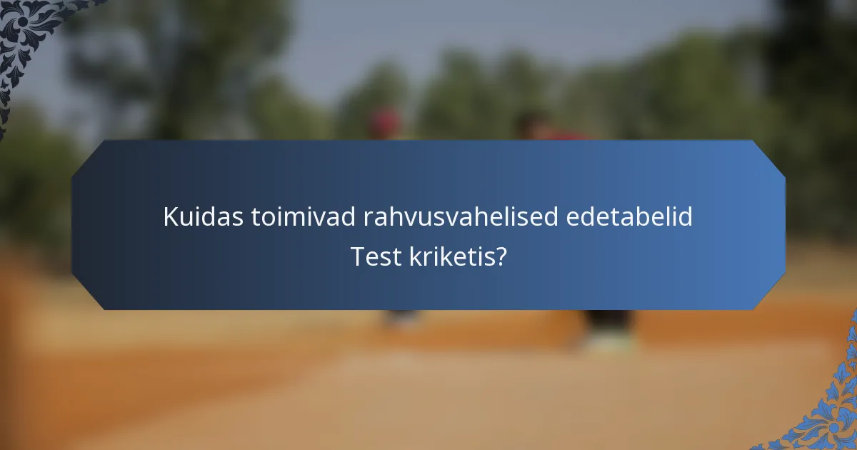 Kuidas toimivad rahvusvahelised edetabelid Test kriketis?