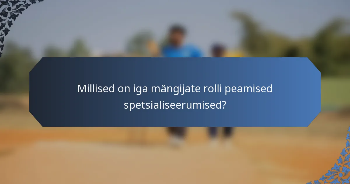 Millised on iga mängijate rolli peamised spetsialiseerumised?