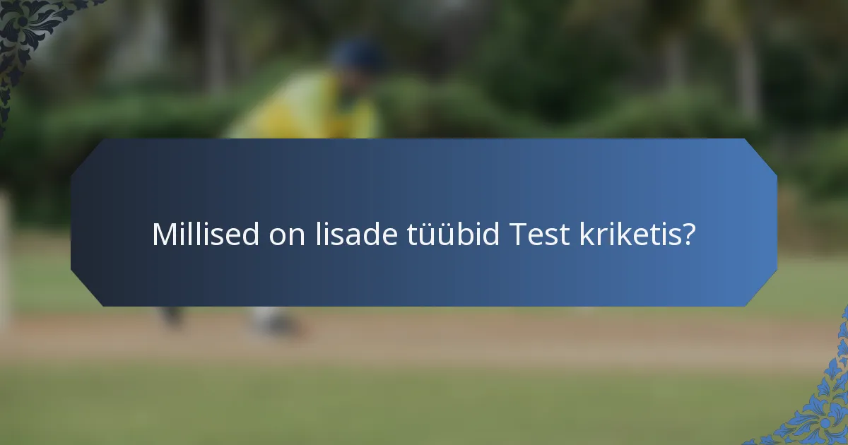 Millised on lisade tüübid Test kriketis?