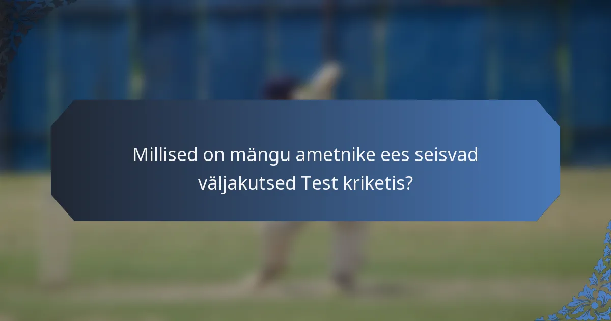 Millised on mängu ametnike ees seisvad väljakutsed Test kriketis?