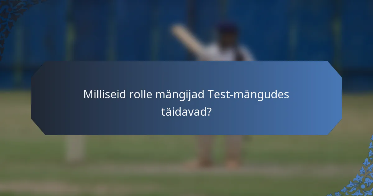 Milliseid rolle mängijad Test-mängudes täidavad?