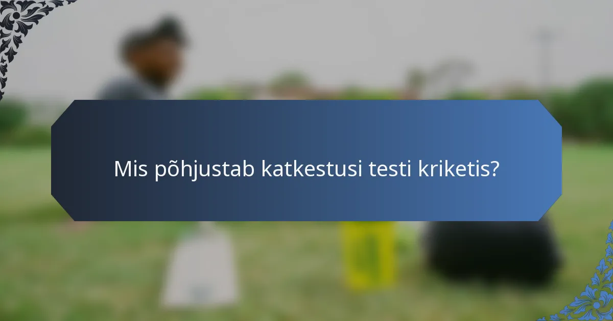 Mis põhjustab katkestusi testi kriketis?
